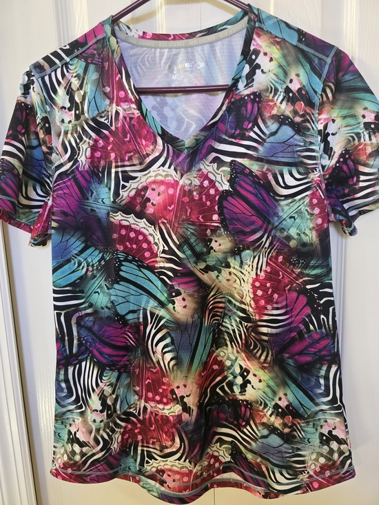 Reel Legends Tops - Reel Legends Multi-Color Butterfly & Abstract V-Neck Tee